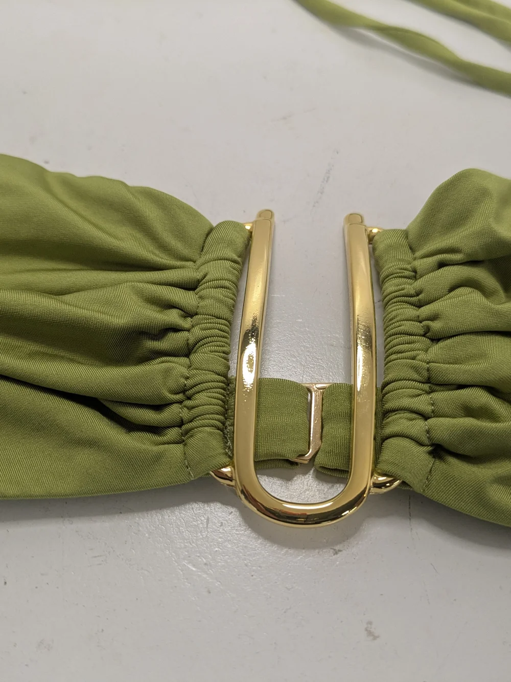 Monica Hansen Green Halter Bandeau Bikini Gold Hardware String Medium NWT